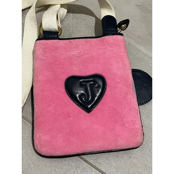 Vintage Y2K JUICY COUTURE Pink Velour Small Crossbody Bag Purse - Picture 4 of 5